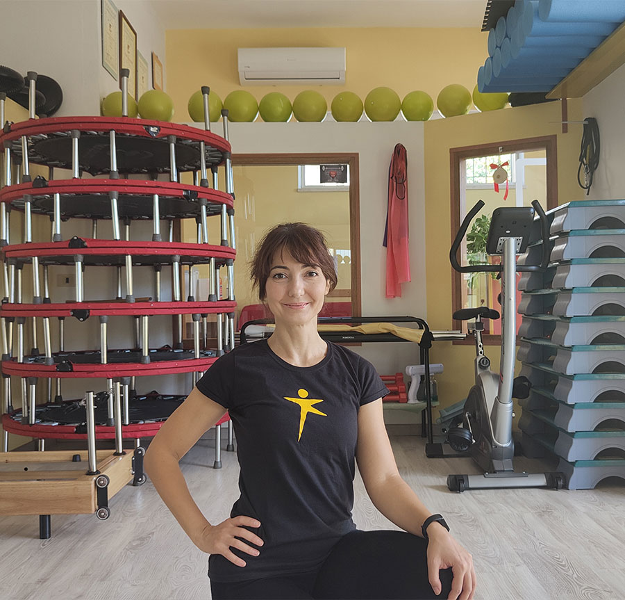 Irene Carboni nel suo studio di Pilates e Fitness a Gonnosfanadiga